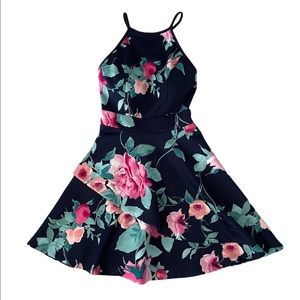 Girls Navy floral dress